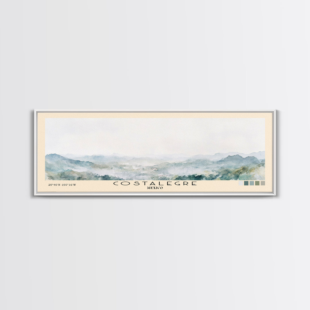 Costalegre, Mexico Watercolor Print, Vacation Gift, Mexico Wall Art, Beach Painting, Beach Decor, Large Wall Art, Wood Frame Art