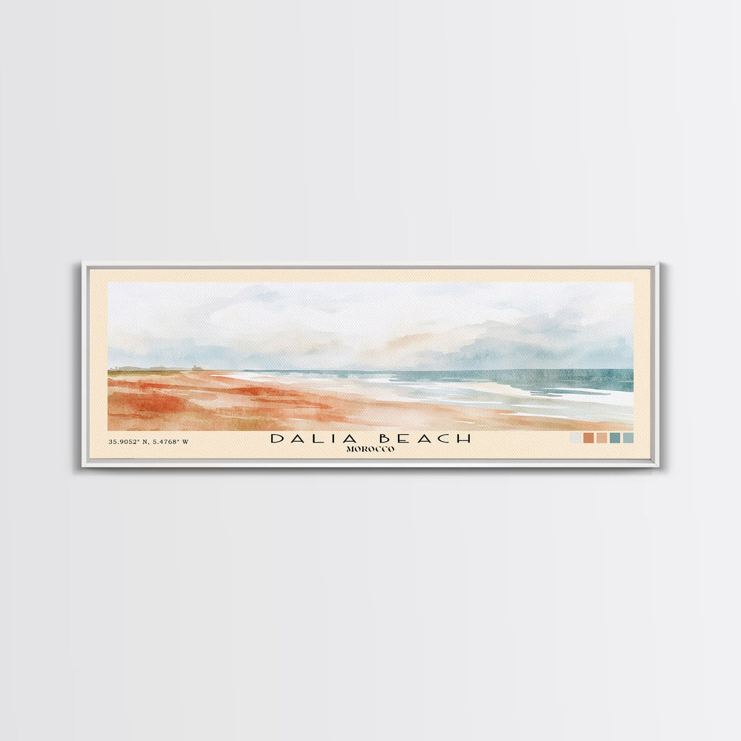 Dalia Beach, Morocco Watercolor Print, Vacation Gift, Morocco Wall Art, Beach Painting, Beach Decor, Large Wall Art, Wood Frame Art
