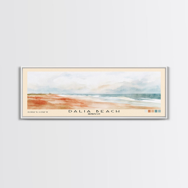 Dalia Beach, Morocco Watercolor Print, Vacation Gift, Morocco Wall Art, Beach Painting, Beach Decor, Large Wall Art, Wood Frame Art