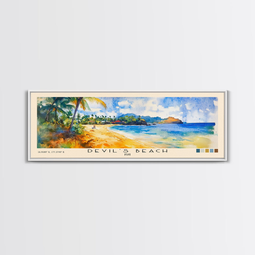 Devil’s Beach, Fiji Watercolor Beach Print, Vacation Gift, Fiji Wall Art, Beach Painting, Beach Decor, Beach Painting