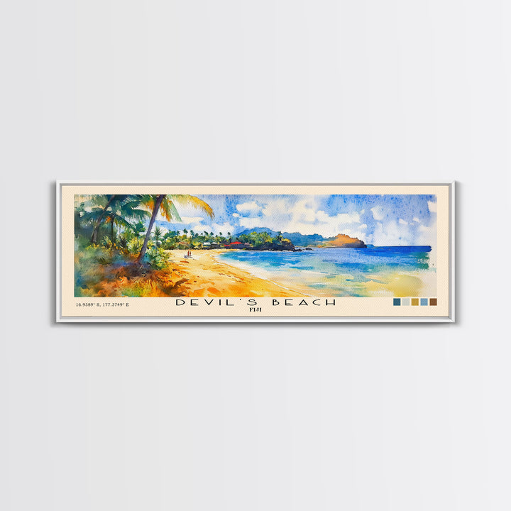 Devil’s Beach, Fiji Watercolor Beach Print, Vacation Gift, Fiji Wall Art, Beach Painting, Beach Decor, Beach Painting