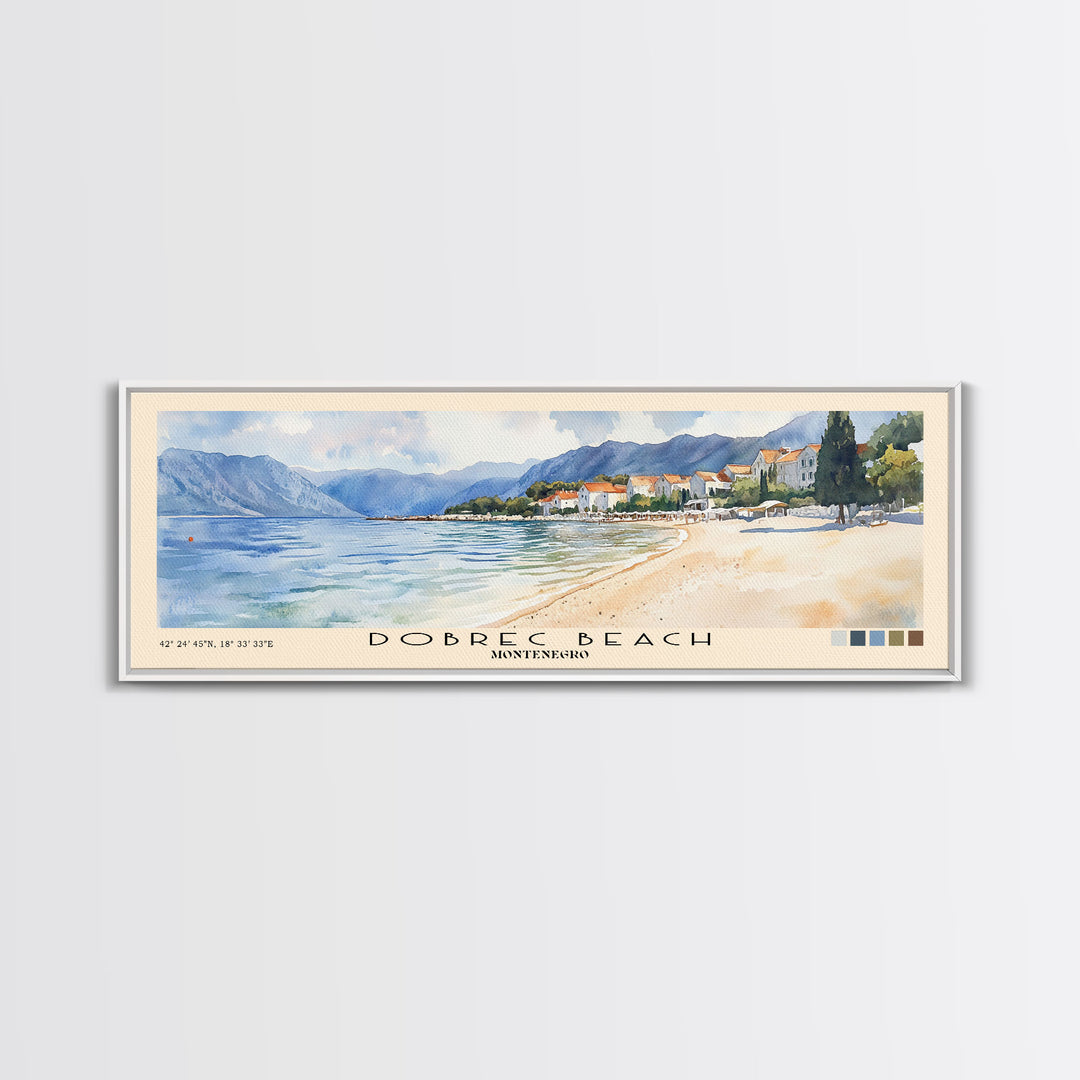 Dobrec Beach, Montenegro Watercolor Beach Print, Vacation Gift, Montenegro Wall Art, Beach Painting, Beach Decor, Beach Painting