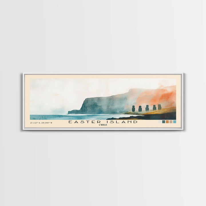 Easter Island, Chile Watercolor Beach Print, Vacation Gift, Chile Wall Art, Beach Painting, Beach Decor, Beach Painting