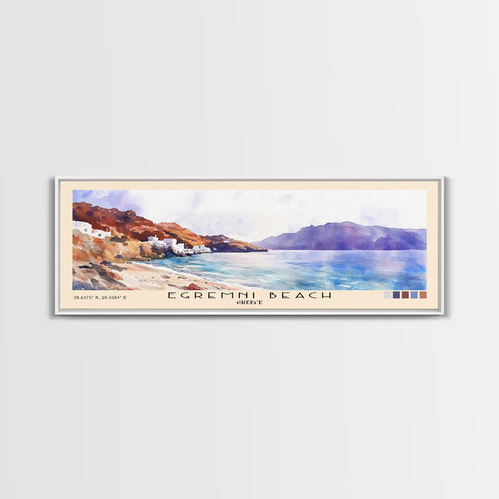 Egremni Beach, Greece Watercolor Print, Vacation Gift, Greece Wall Art, Vacation Wall Art, Vacatation Memories, Beach Decor, Beach Or Lakehouse Art