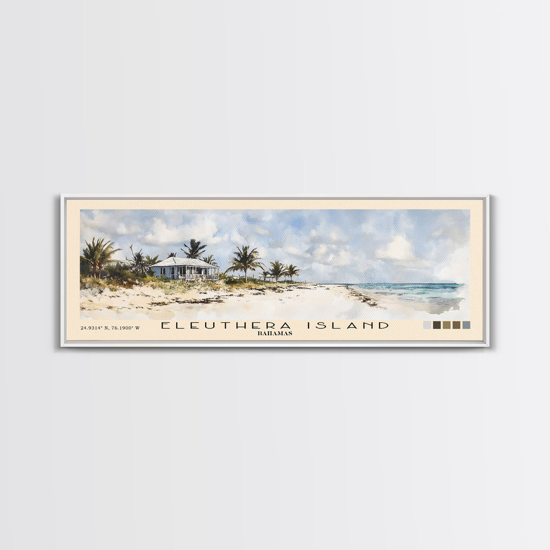 Eleuthera Island, Bahamas Watercolor Print, Vacation Gift, Bahamas Wall Art, Beach Painting, Beach Decor, Large Wall Art, Wood Frame Art