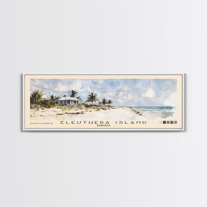 Eleuthera Island, Bahamas Watercolor Print, Vacation Gift, Bahamas Wall Art, Beach Painting, Beach Decor, Large Wall Art, Wood Frame Art