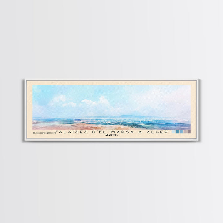 Falaises d’El Marsa a Alger, Algeria Watercolor Print, Vacation Gift, Algeria Wall Art, Beach Painting, Beach Decor, Beach Or Lakehouse Art