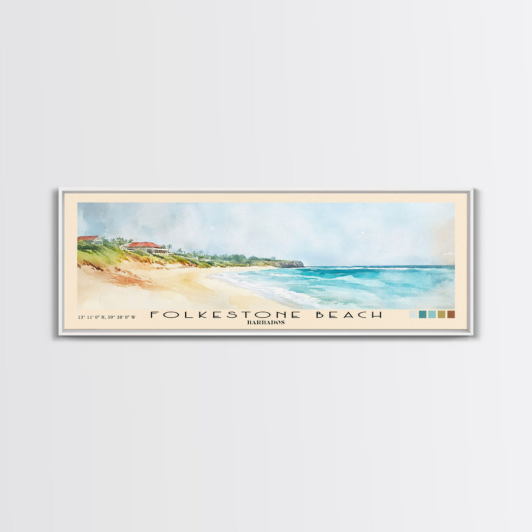 Folkestone Beach, Barbados Watercolor Beach Print, Vacation Gift, Barbados Wall Art, Beach Painting, Beach Decor, Beach Painting