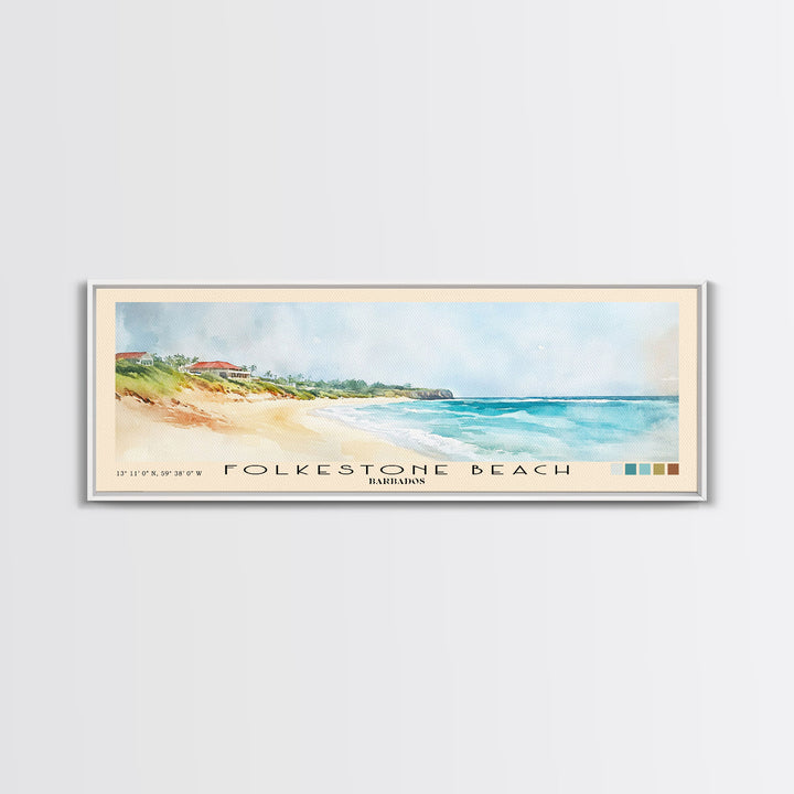 Folkestone Beach, Barbados Watercolor Beach Print, Vacation Gift, Barbados Wall Art, Beach Painting, Beach Decor, Beach Painting