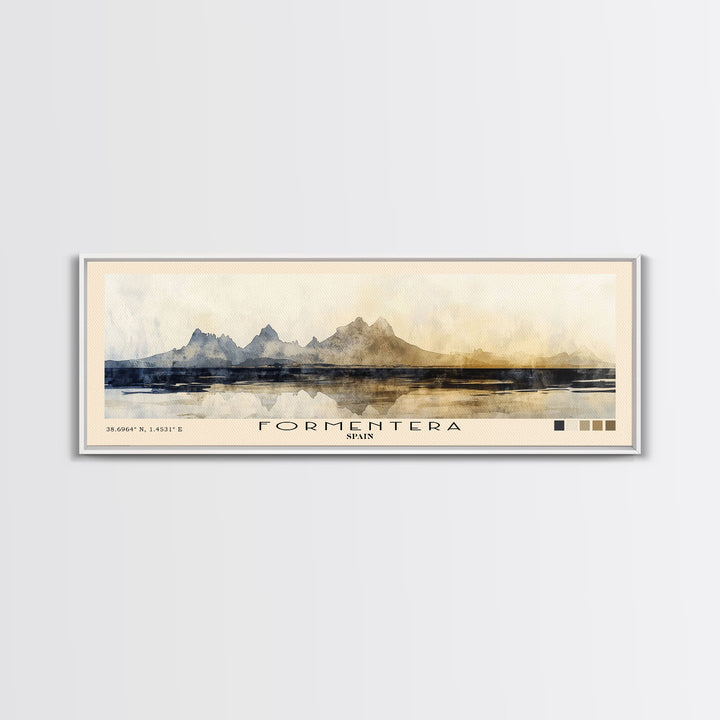 Formentera, Spain Watercolor Print, Vacation Gift, Spain Wall Art, Beach Painting, Beach Decor, Large Wall Art, Wood Frame Art