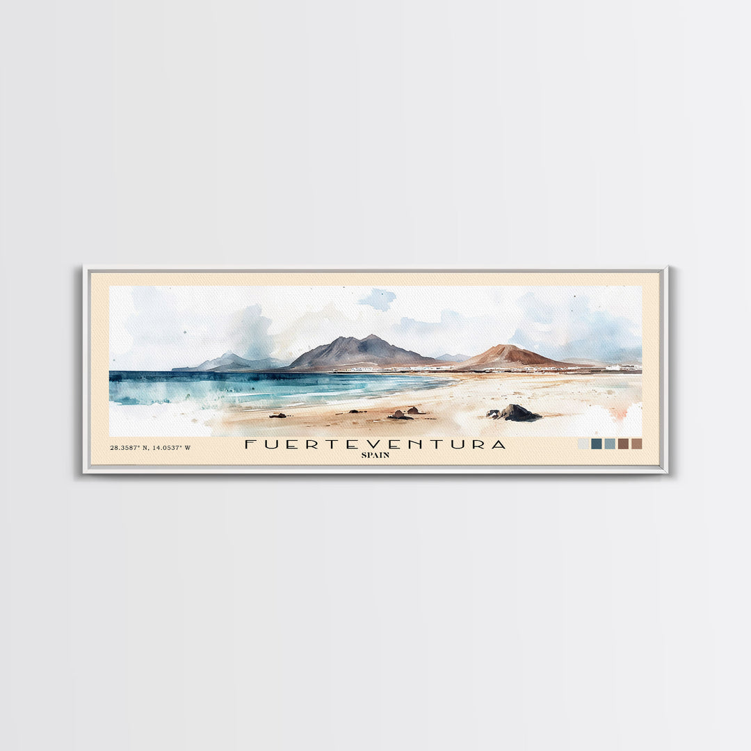 Fuerteventura, Spain Watercolor Print, Vacation Gift, Spain Wall Art, Beach Painting, Beach Decor, Beach Or Lakehouse Art