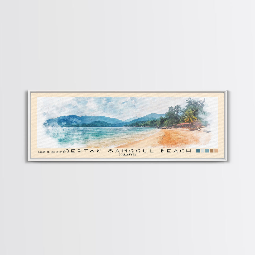 Gertak Sanggul Beach, Malasyia Watercolor Print, Vacation Gift, Malasyia Wall Art, Beach Painting, Beach Decor, Beach Or Lakehouse Art