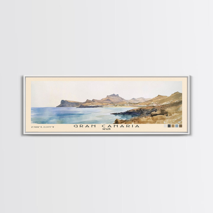 Gran Canaria, Spain Watercolor Beach Print, Vacation Gift, Spain Wall Art, Beach Painting, Beach Decor, Beach Painting