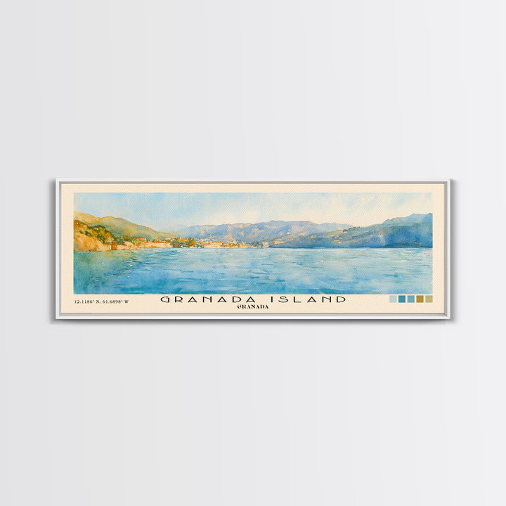 Granada Island, Granada Watercolor Print, Vacation Gift, Granada Wall Art, Beach Painting, Beach Decor, Large Wall Art, Wood Frame Art
