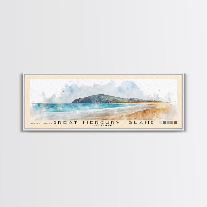 Great Mercury Island, New Zealand Watercolor Print, Vacation Gift, New Zealand Wall Art, Vacation Wall Art, Vacatation Memories, Beach Decor, Beach Or Lakehouse Art