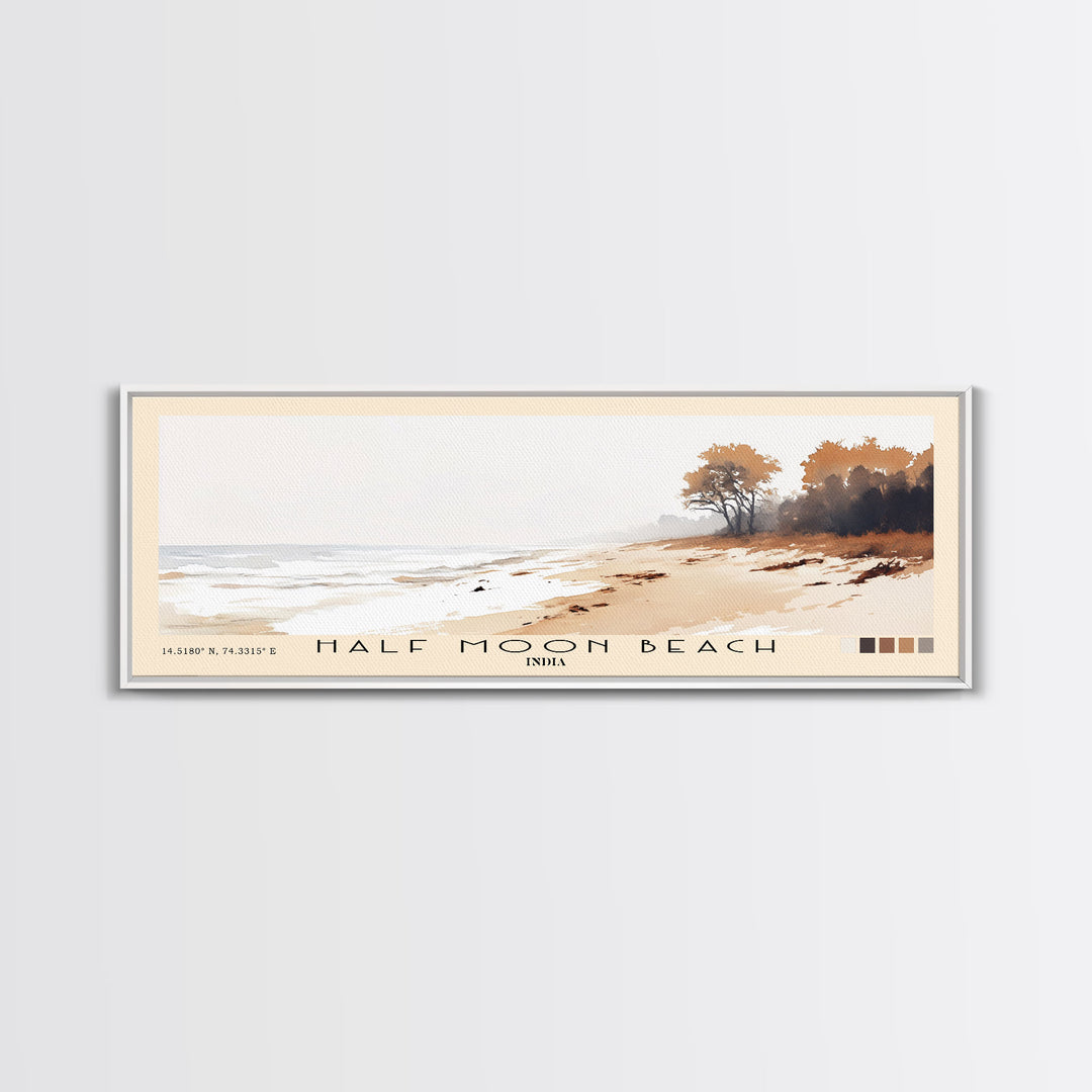 Half Moon Beach, India Watercolor Print, Vacation Gift, India Wall Art, Beach Painting, Beach Decor, Beach Or Lakehouse Art
