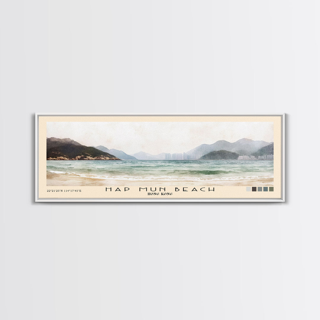 Hap Mun Beach, Hong Kong Watercolor Print, Vacation Gift, Hong Kong Wall Art, Beach Painting, Beach Decor, Beach Or Lakehouse Art