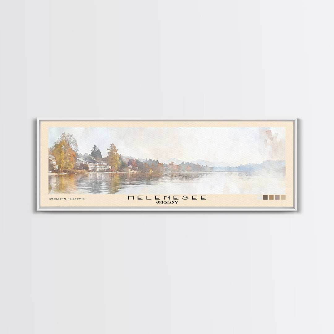 Helenesee, Germany Watercolor Beach Print, Vacation Gift, Germany Wall Art, Framed Canvas Print, Framed Beach Painting