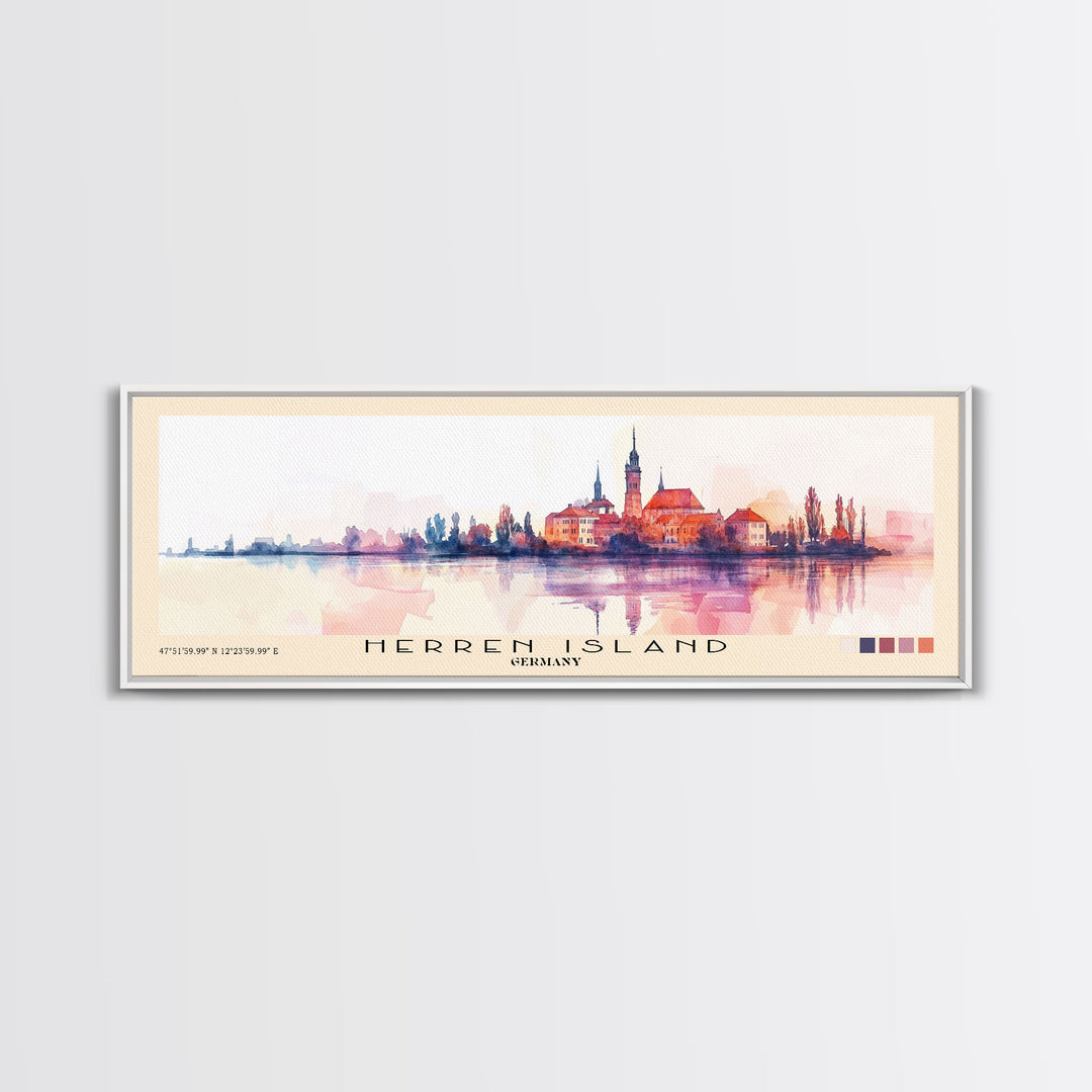 Herren Island, Germany Watercolor Print, Vacation Gift, Germany Wall Art, Beach Painting, Beach Decor, Large Wall Art, Wood Frame Art