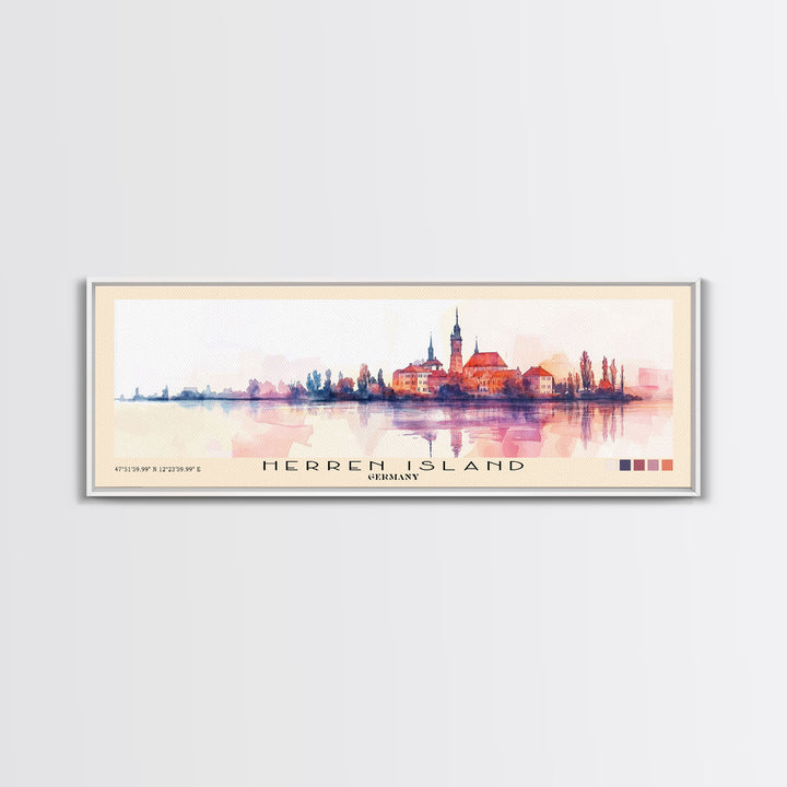 Herren Island, Germany Watercolor Print, Vacation Gift, Germany Wall Art, Beach Painting, Beach Decor, Large Wall Art, Wood Frame Art