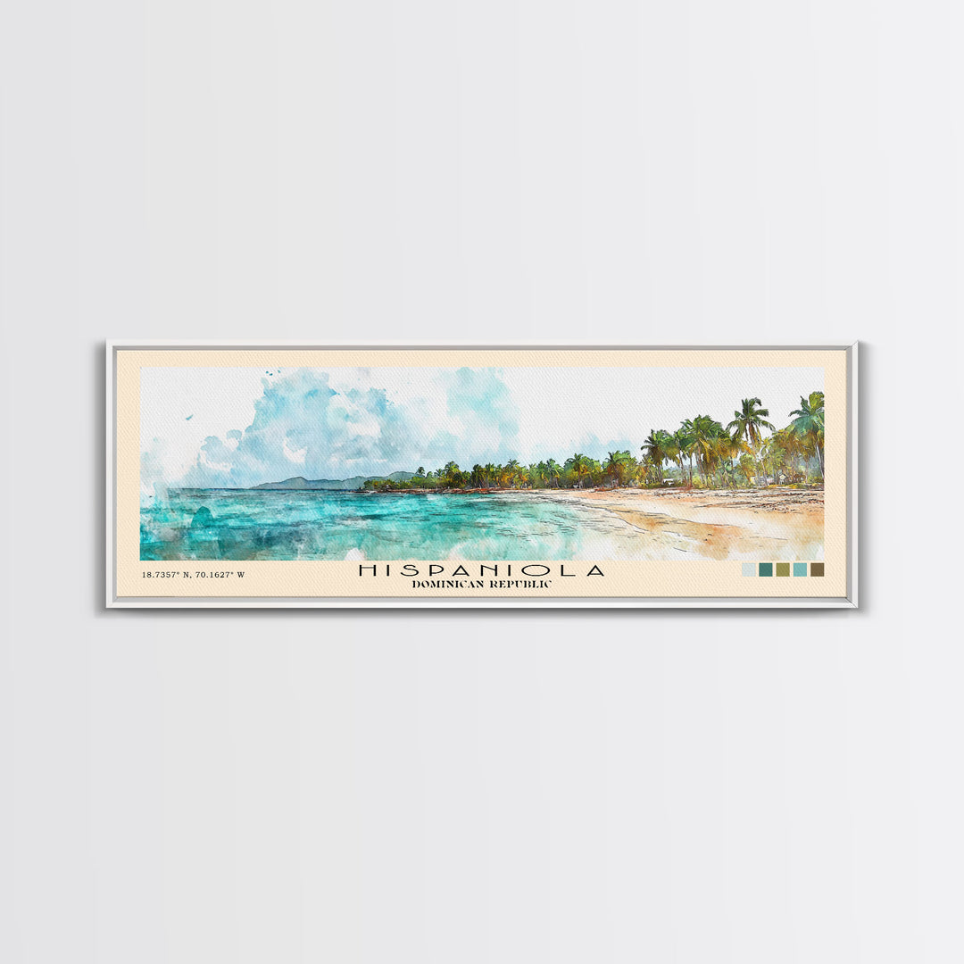 Hispaniola, Dominican Republic Watercolor Beach Print, Vacation Gift, Dominican Republic Wall Art, Beach Painting, Beach Decor, Beach Painting