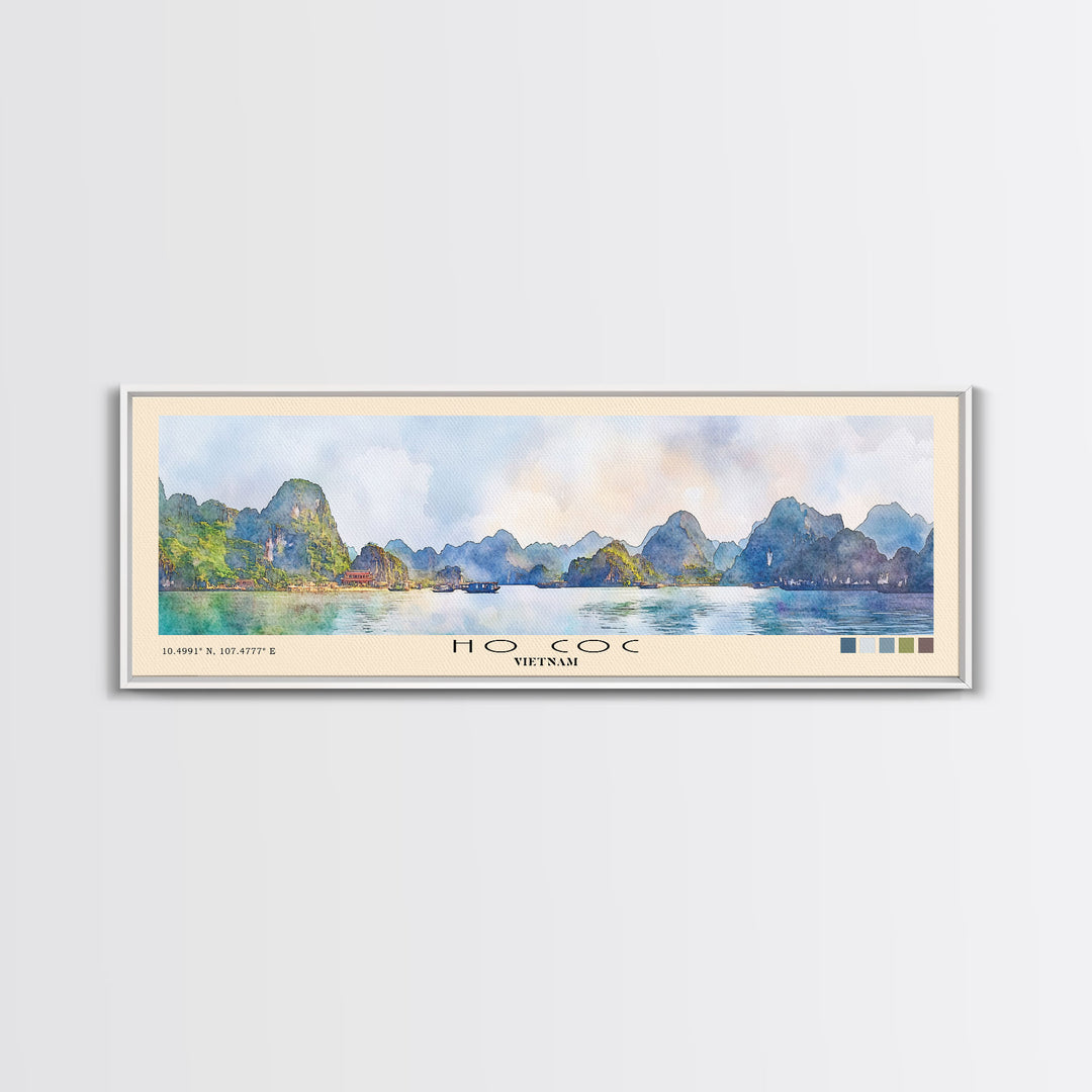 Ho Coc, Vietnam Watercolor Print, Vacation Gift, Vietnam Wall Art, Beach Painting, Beach Decor, Large Wall Art, Wood Frame Art