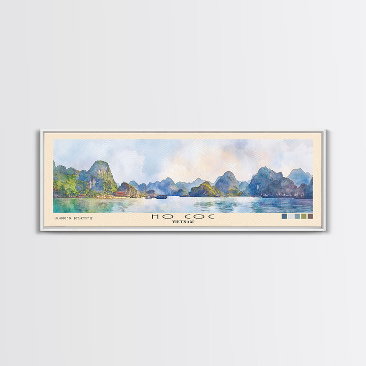Ho Coc, Vietnam Watercolor Print, Vacation Gift, Vietnam Wall Art, Beach Painting, Beach Decor, Large Wall Art, Wood Frame Art