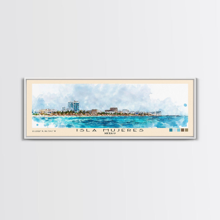Isla Mujeres, Mexico Watercolor Beach Print, Vacation Gift, Mexico Wall Art, Beach Painting, Beach Decor, Beach Painting