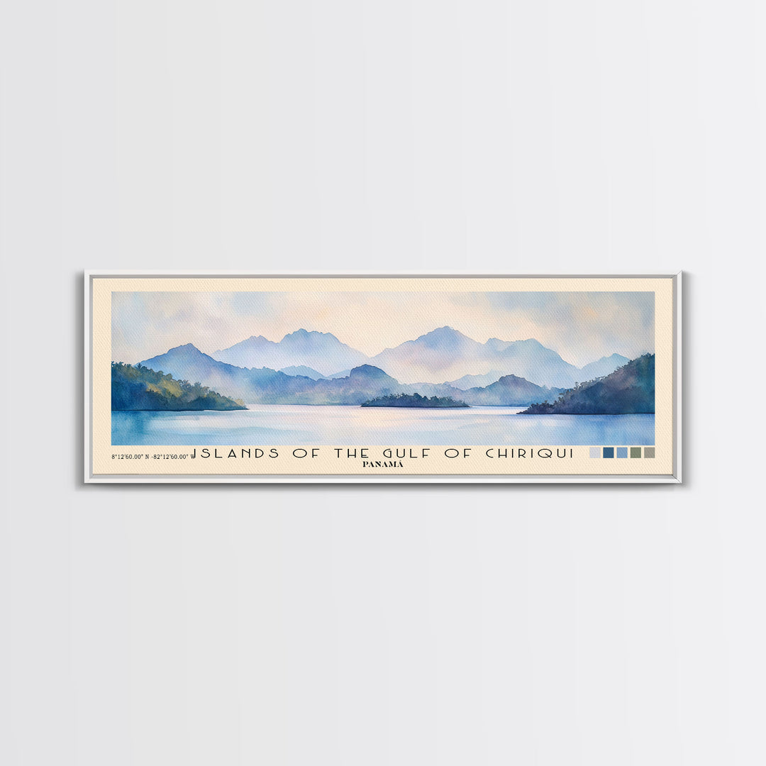 Islands of the Gulf of Chiriqui, Panamá Watercolor Beach Print, Vacation Gift, Panamá Wall Art, Beach Painting, Beach Decor, Beach Painting