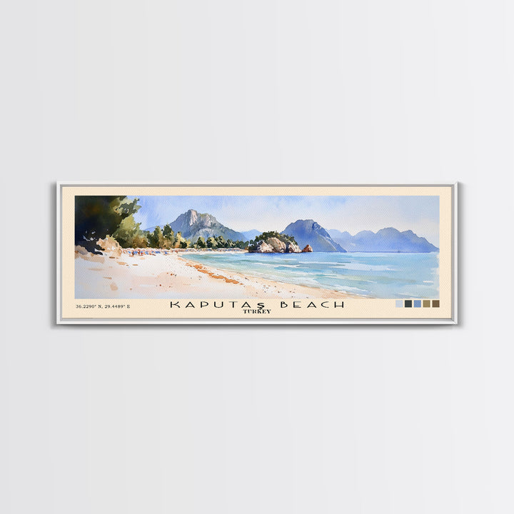 Kaputaş Beach, Turkey Watercolor Beach Print, Vacation Gift, Turkey Wall Art, Beach Painting, Beach Decor, Beach Painting