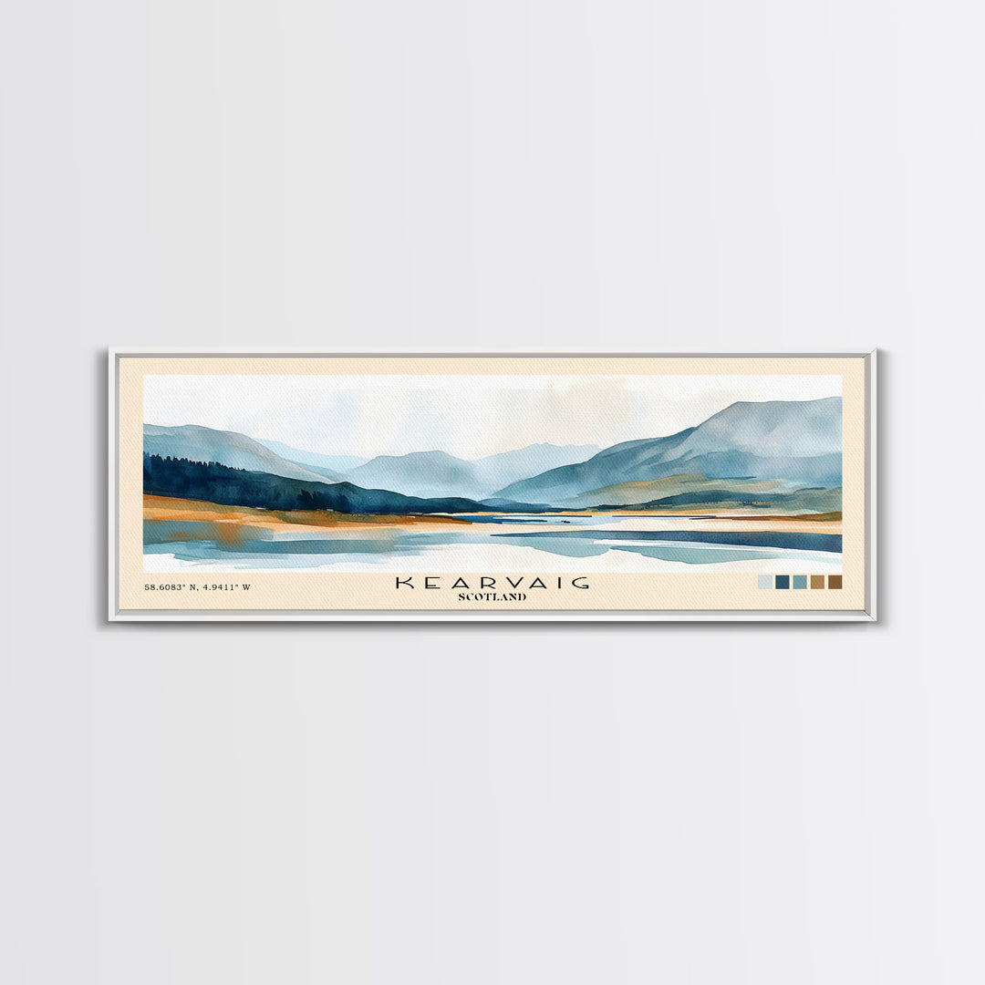 Kearvaig, Scotland Watercolor Print, Vacation Gift, Scotland Wall Art, Beach Painting, Beach Decor, Large Wall Art, Wood Frame Art