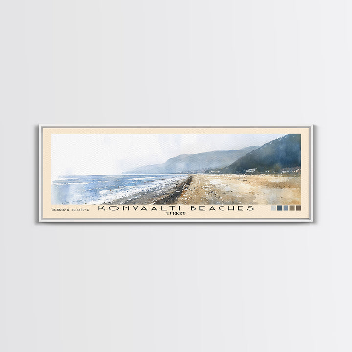 Konyaaltı Beaches, Turkey Watercolor Beach Print, Vacation Gift, Turkey Wall Art, Beach Painting, Beach Decor, Beach Painting