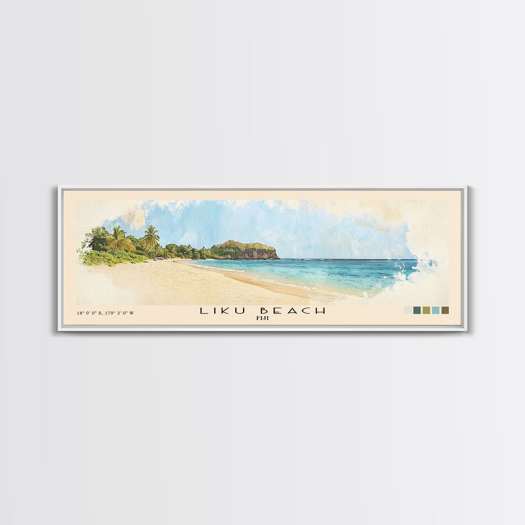 Liku Beach, Fiji Watercolor Print, Vacation Gift, Fiji Wall Art, Beach Painting, Beach Decor, Beach Or Lakehouse Art