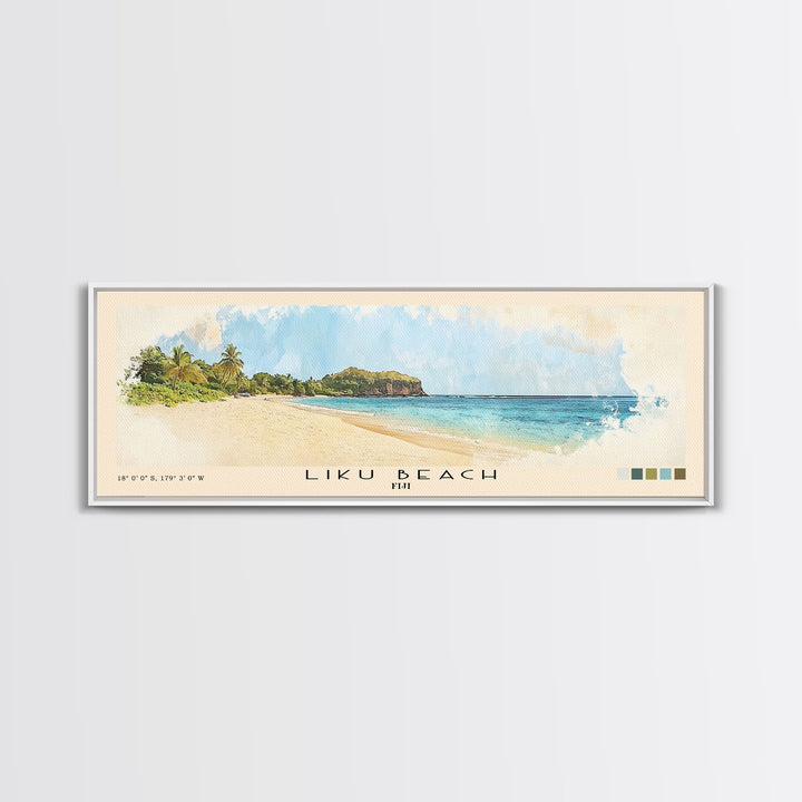 Liku Beach, Fiji Watercolor Print, Vacation Gift, Fiji Wall Art, Beach Painting, Beach Decor, Beach Or Lakehouse Art