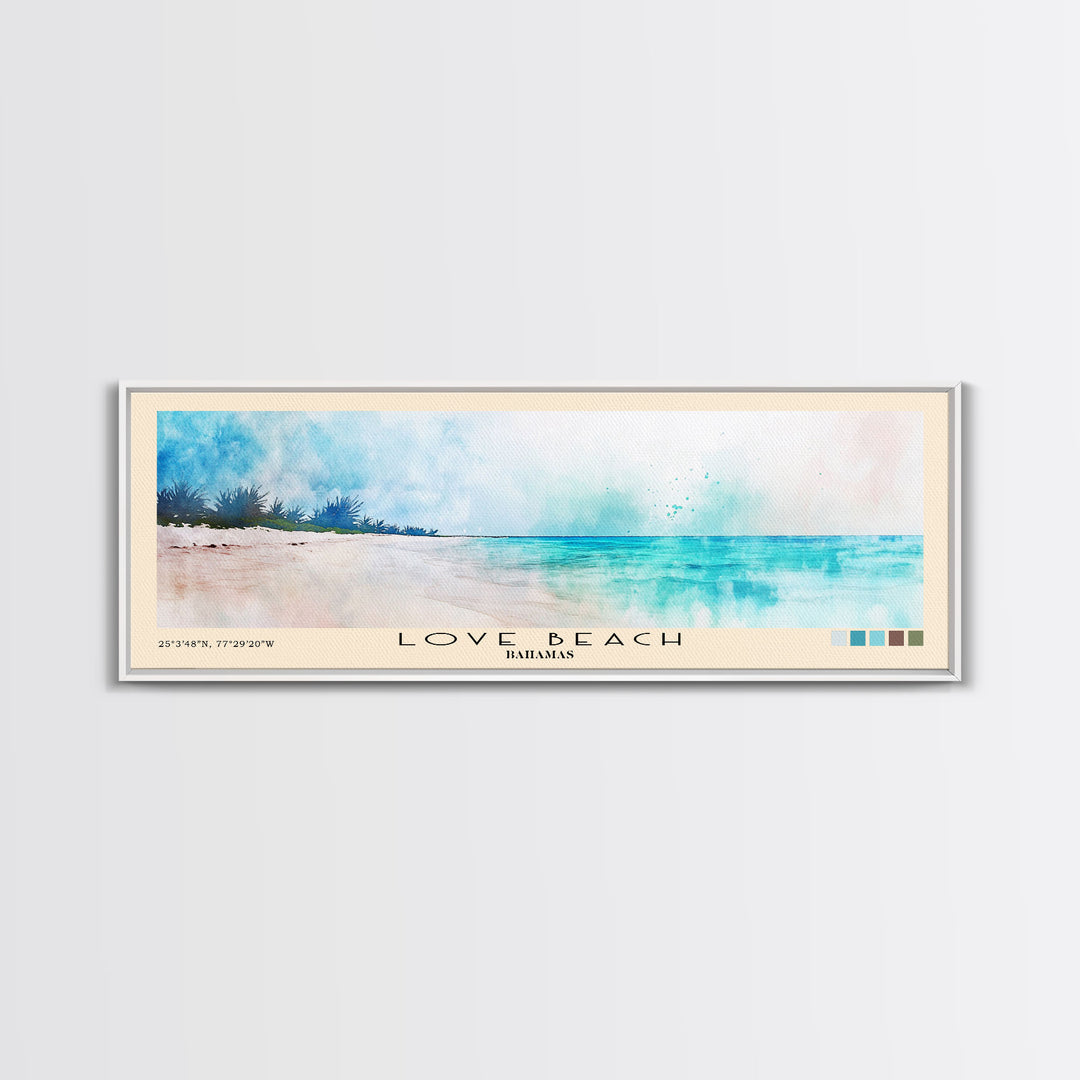 Love Beach, Bahamas Watercolor Print, Vacation Gift, Bahamas Wall Art, Vacation Wall Art, Vacatation Memories, Beach Decor, Beach Or Lakehouse Art