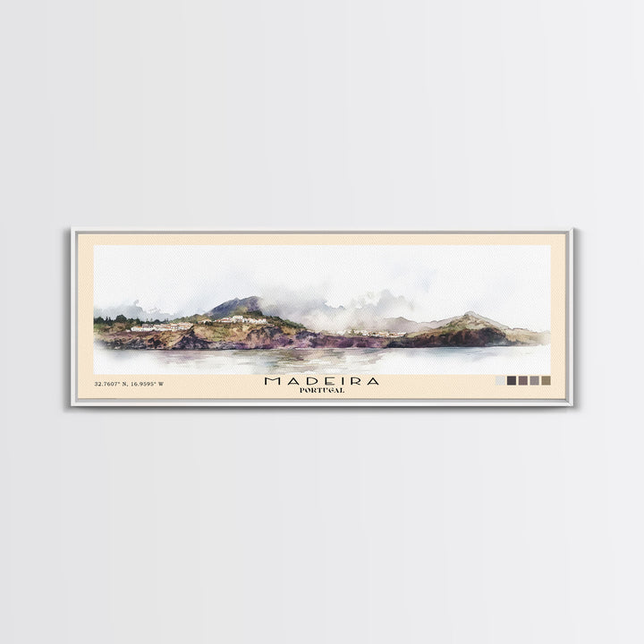 Madeira, Portugal Watercolor Beach Print, Vacation Gift, Portugal Wall Art, Beach Painting, Beach Decor, Beach Painting