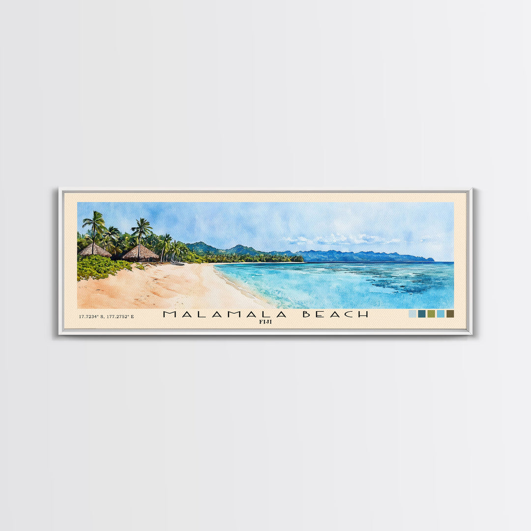 Malamala Beach, Fiji Watercolor Print, Vacation Gift, Fiji Wall Art, Beach Painting, Beach Decor, Beach Or Lakehouse Art