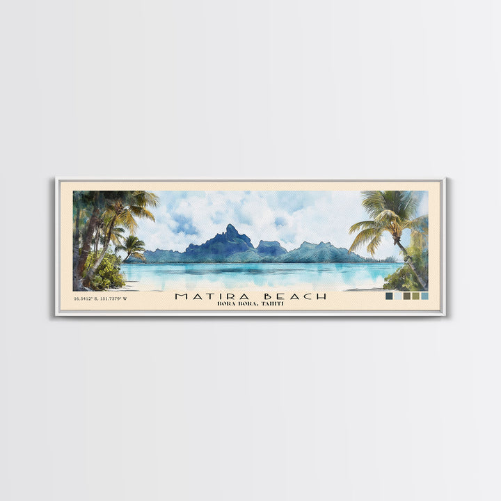 Matira Beach, Bora Bora, Tahiti Watercolor Beach Print, Vacation Gift, Bora Bora, Tahiti Wall Art, Beach Painting, Beach Decor, Beach Painting