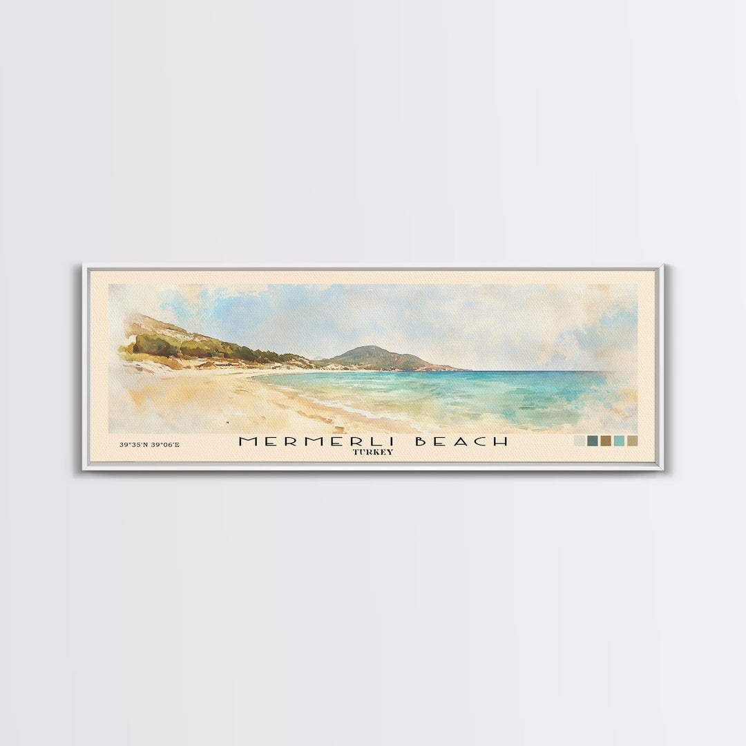 Mermerli Beach, Turkey Watercolor Print, Vacation Gift, Turkey Wall Art, Beach Painting, Beach Decor, Beach Or Lakehouse Art