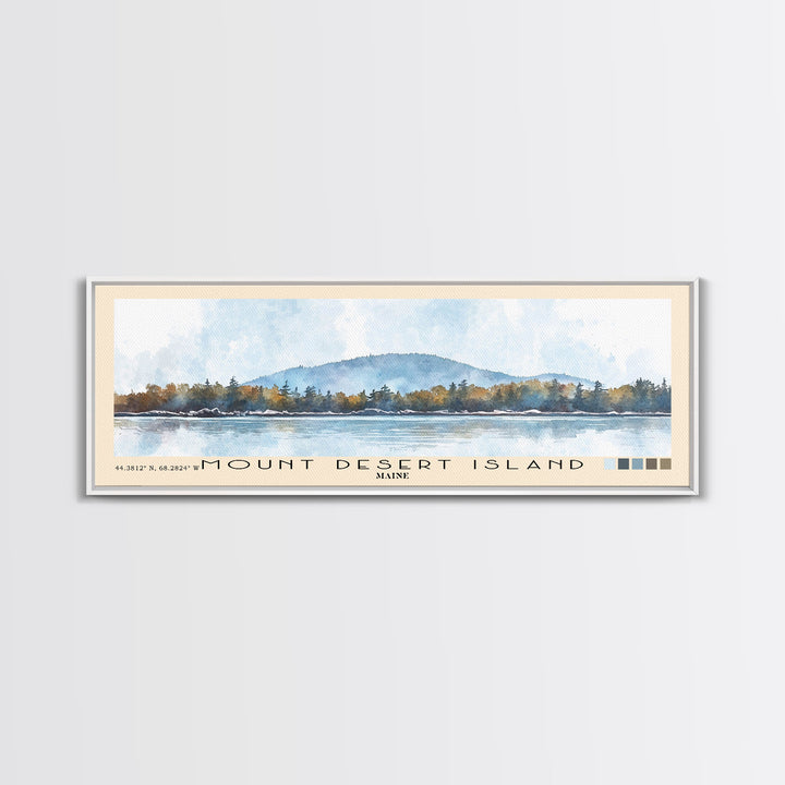 Mount Desert Island, Maine Watercolor Beach Print, Vacation Gift, Maine Wall Art, Framed Canvas Print, Framed Beach Painting