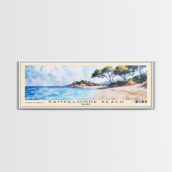 Pampelonne Beach, France Watercolor Print, Vacation Gift, France Wall Art, Beach Painting, Beach Decor, Large Wall Art, Wood Frame Art