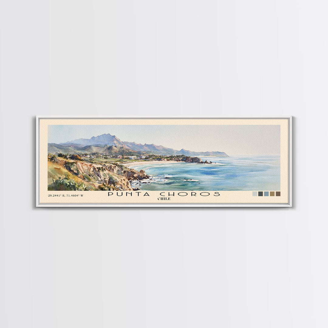 Punta Choros, Chile Watercolor Print, Vacation Gift, Chile Wall Art, Beach Painting, Beach Decor, Large Wall Art, Wood Frame Art