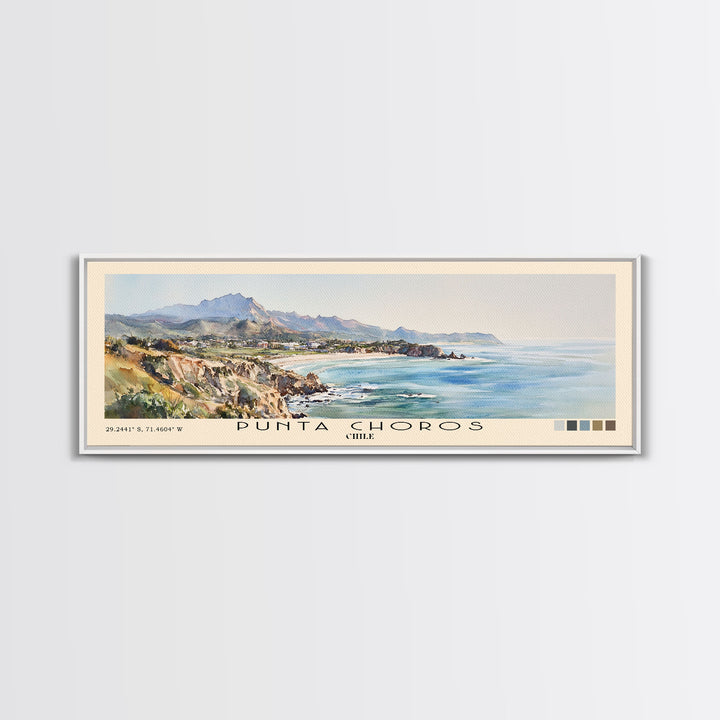 Punta Choros, Chile Watercolor Print, Vacation Gift, Chile Wall Art, Beach Painting, Beach Decor, Large Wall Art, Wood Frame Art