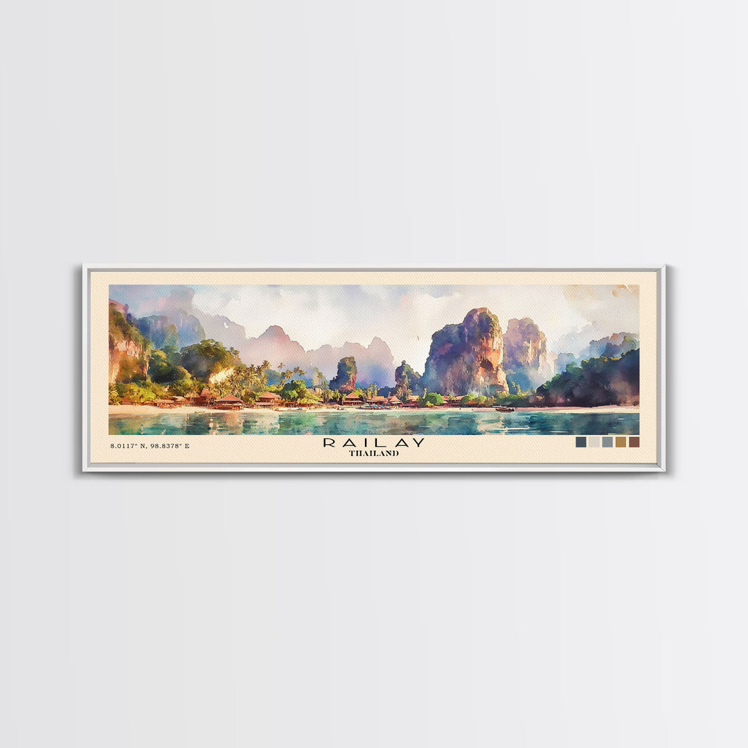 Railay, Thailand Watercolor Print, Vacation Gift, Thailand Wall Art, Vacation Wall Art, Vacatation Memories, Beach Decor, Beach Or Lakehouse Art