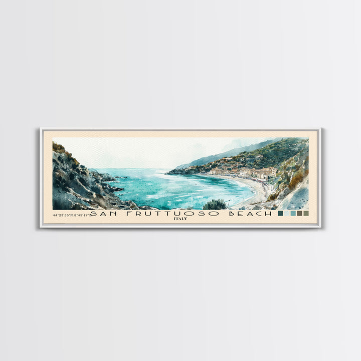 San Fruttuoso Beach, Italy Watercolor Print, Vacation Gift, Italy Wall Art, Vacation Wall Art, Vacatation Memories, Beach Decor, Beach Or Lakehouse Art