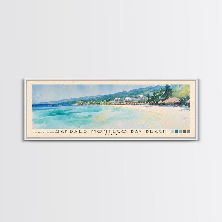 Sandals Montego Bay Beach, Jamaica Watercolor Print, Vacation Gift, Jamaica Wall Art, Vacation Wall Art, Vacatation Memories, Beach Decor, Beach Or Lakehouse Art