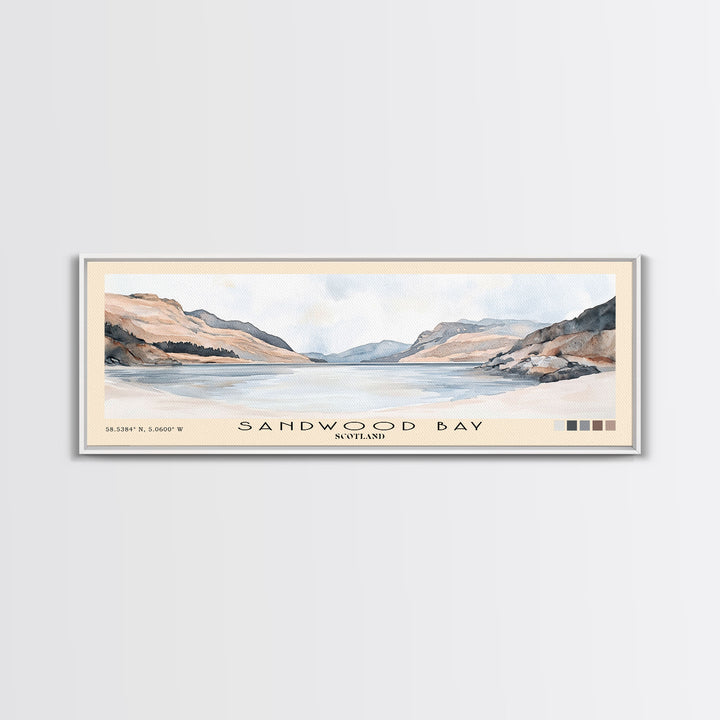 Sandwood Bay, Scotland Watercolor Print, Vacation Gift, Scotland Wall Art, Beach Painting, Beach Decor, Large Wall Art, Wood Frame Art