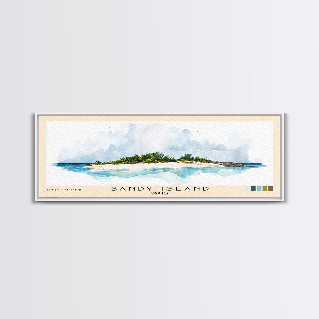 Sandy Island, Anguila Watercolor Print, Vacation Gift, Anguila Wall Art, Vacation Wall Art, Vacatation Memories, Beach Decor, Beach Or Lakehouse Art