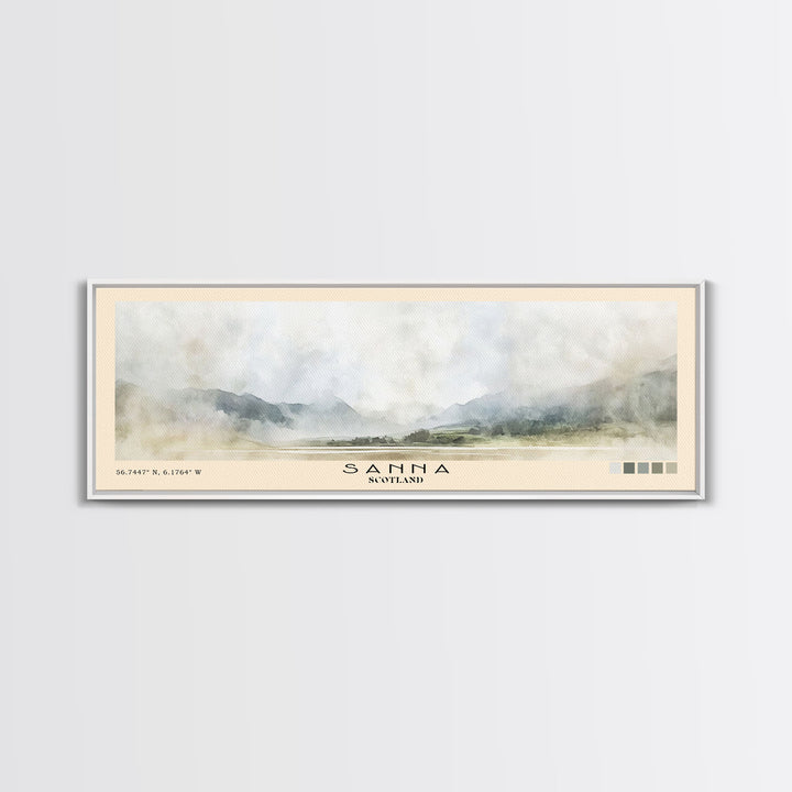 Sanna, Scotland Watercolor Print, Vacation Gift, Scotland Wall Art, Beach Painting, Beach Decor, Large Wall Art, Wood Frame Art