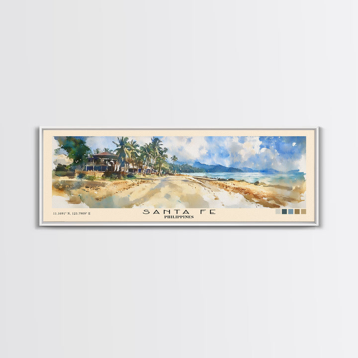 Santa Fe, Philippines Watercolor Beach Print, Vacation Gift, Philippines Wall Art, Beach Painting, Beach Decor, Beach Painting